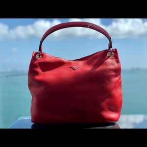 PRADA Leather Hobo in Red // (New with Tags)